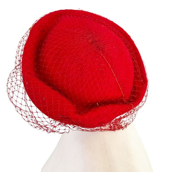 Vintage Union Made Pill Box Hat Red - Picture 4 of 13